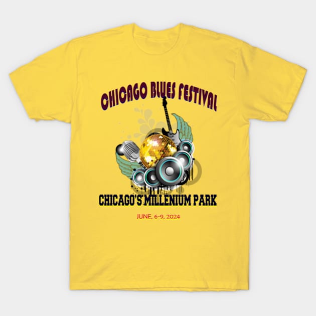 CHICAGO BLUES FESTIVAL T SHIRT T-Shirt by Menang17